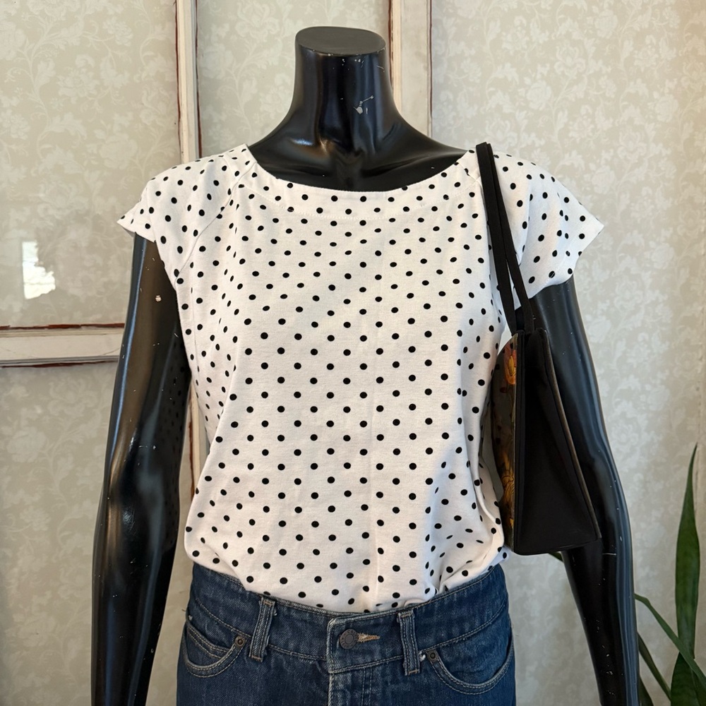 Lauren Ralph Lauren Polka Dot Women's Top Cap Sleeves Size Large